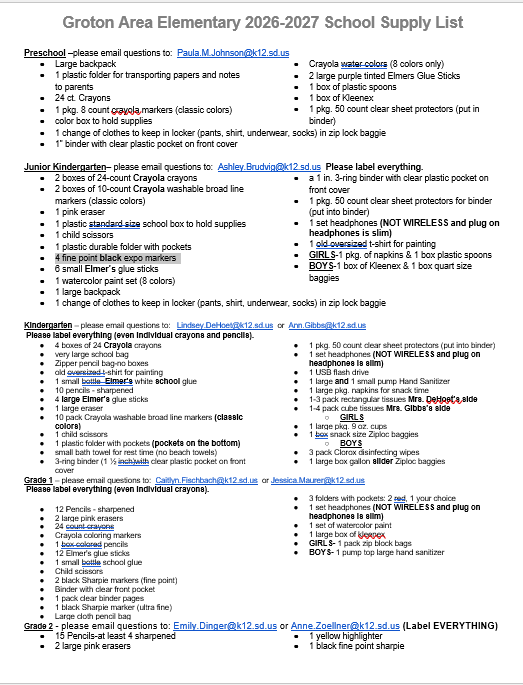 Supply List