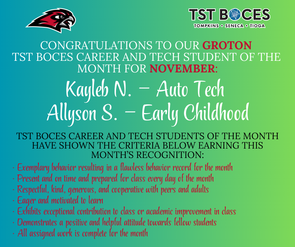TST BOCES - Groton Student of the Month