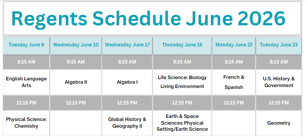 June 2026 Regents Schedule