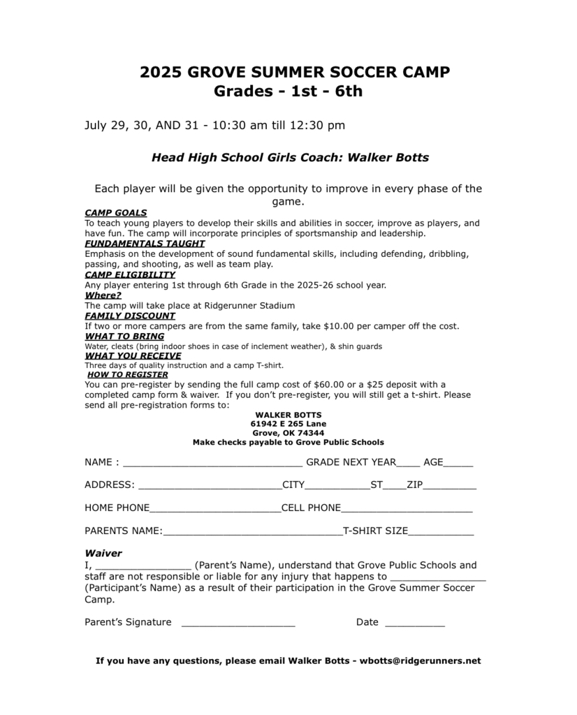 Grove Soccer Camp