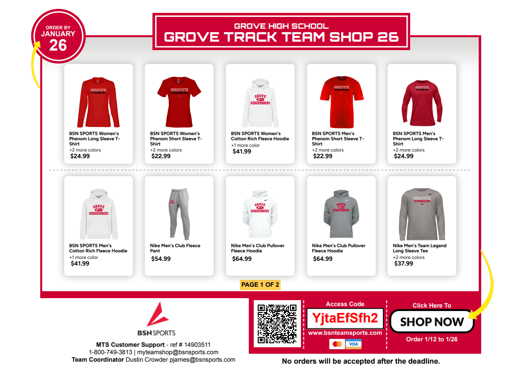 Grove Track Team Shop 1
