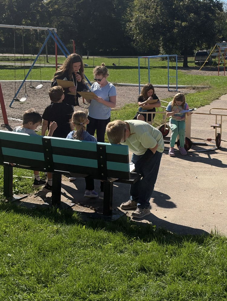 students collecting data