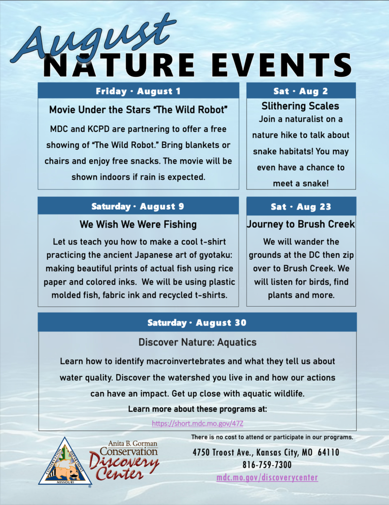AUGUST NATURE EVENTS IN KANSAS CITY