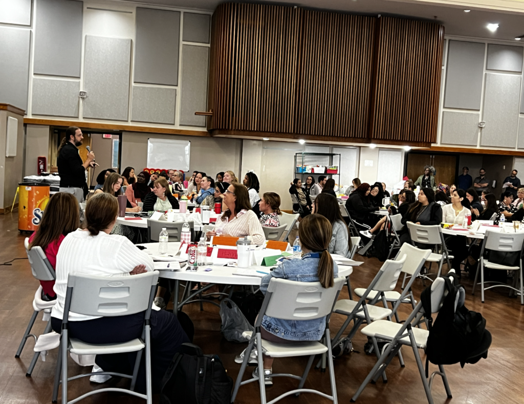 presenter talking to teachers
