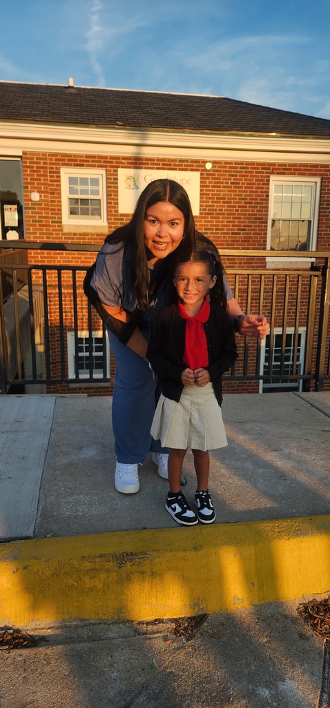 Aunt and niece excited for the first day of school