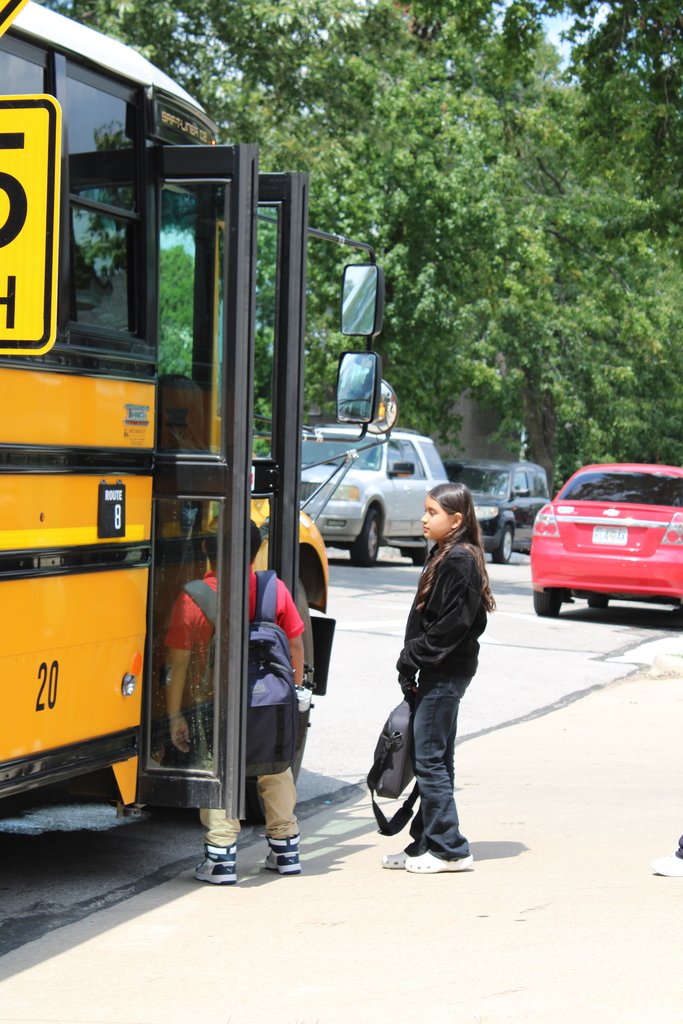 Buses arrive
