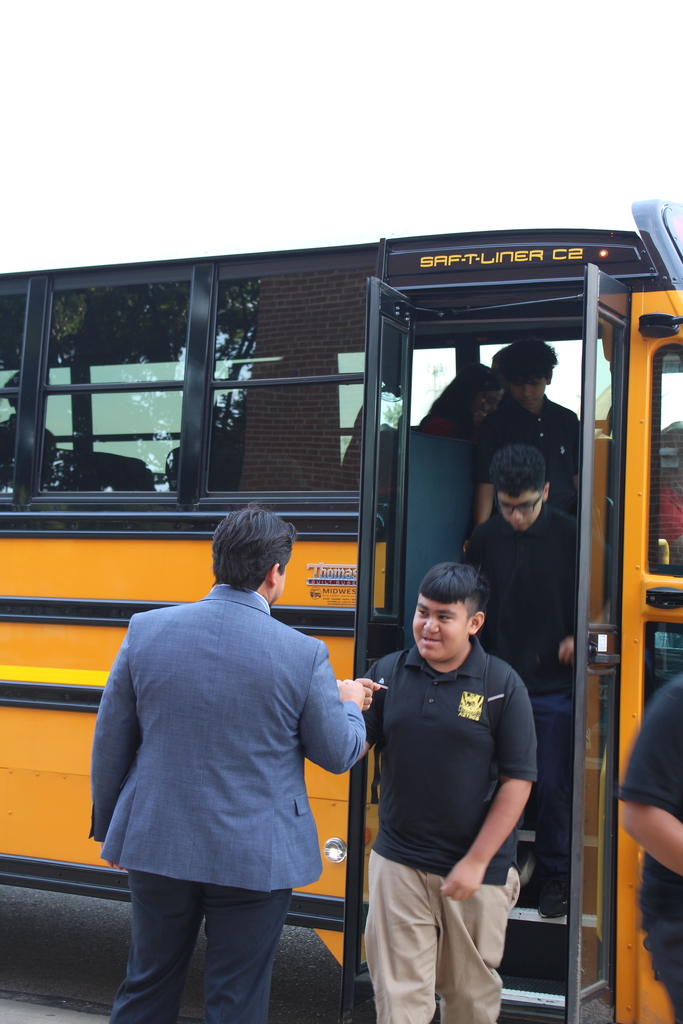 Mr. Posada greeting our students!