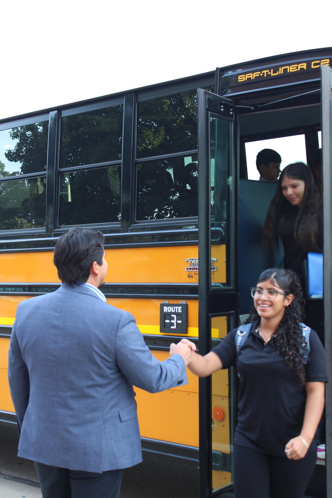 Mr. Posada greeting our students!