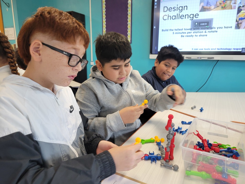 Students working on structures 