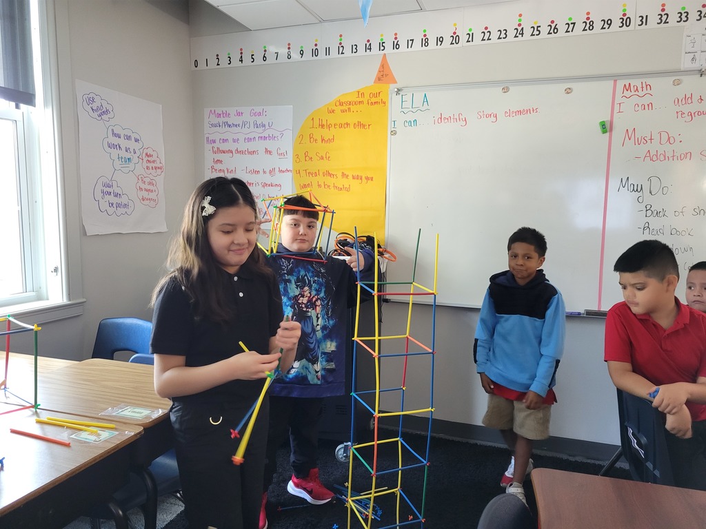 Students working on structures 