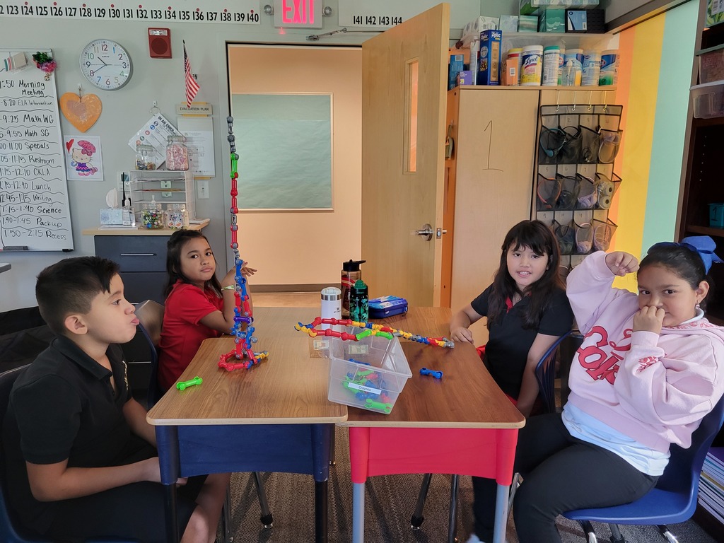 Students working on structures 
