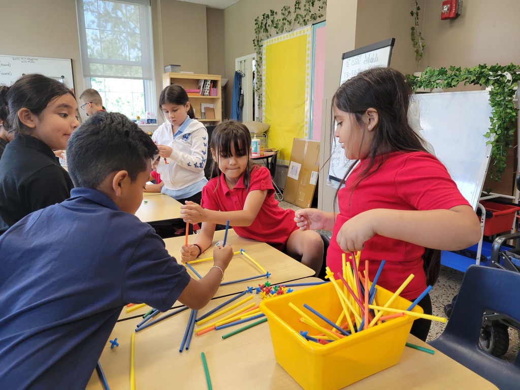 Students working on structures 