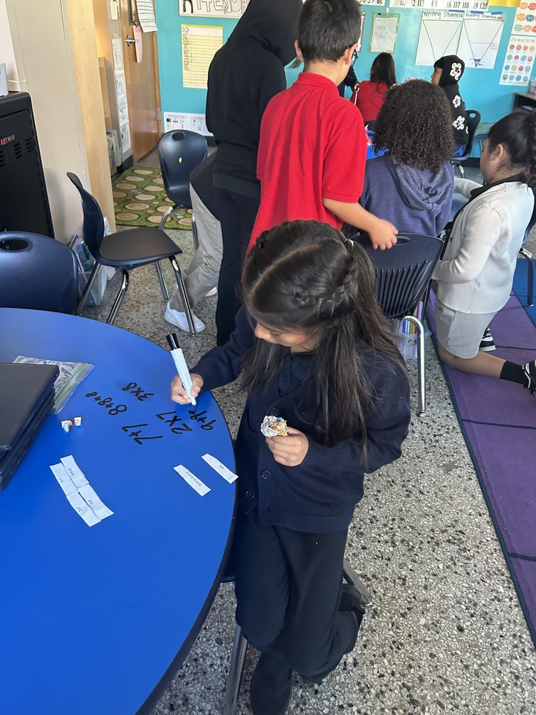 Kids working on multiplications 