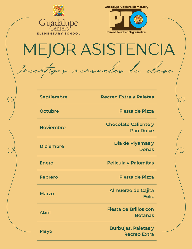 Attendance celebrations flyer in Spanish 