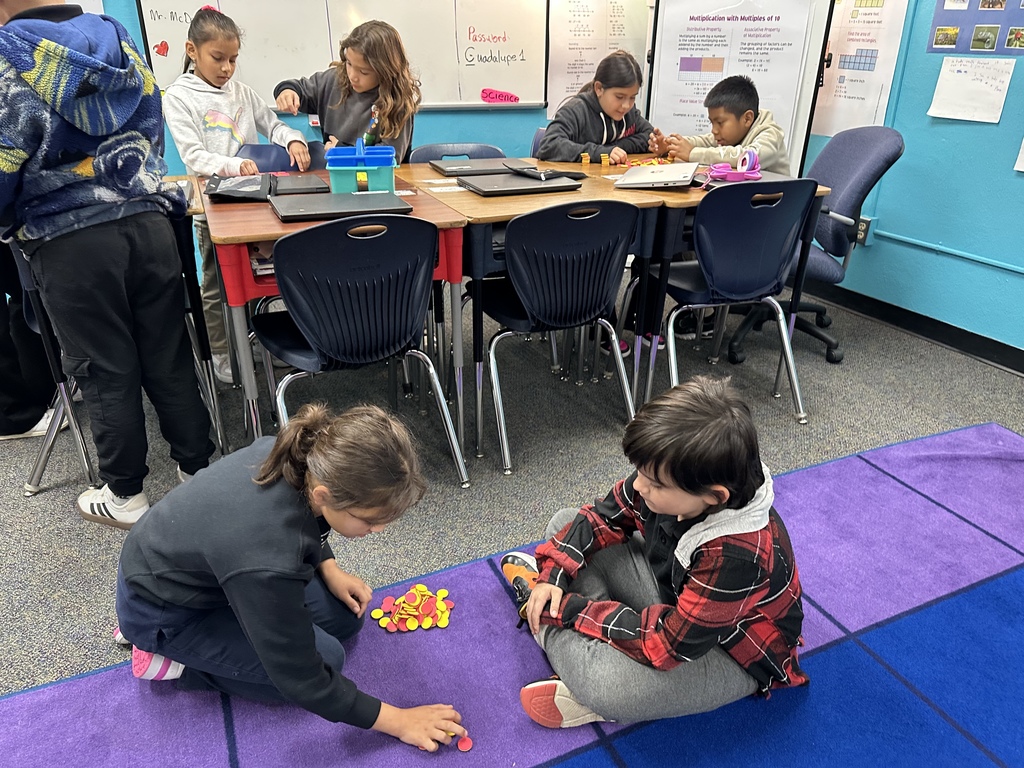 Students working on multiplication tables 
