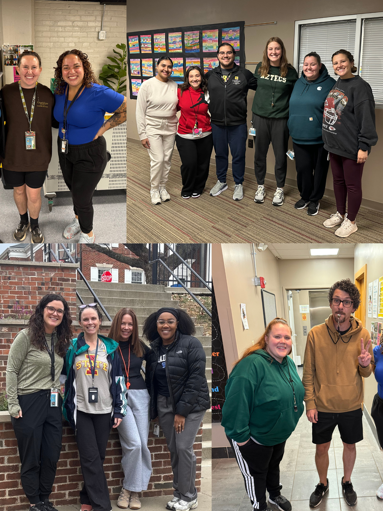 School staff during Spirit Week dressed as the PE teacher