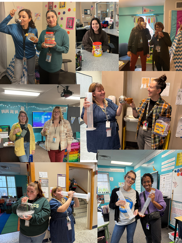School staff during Spirit Week drinking liquids from anything but a cup