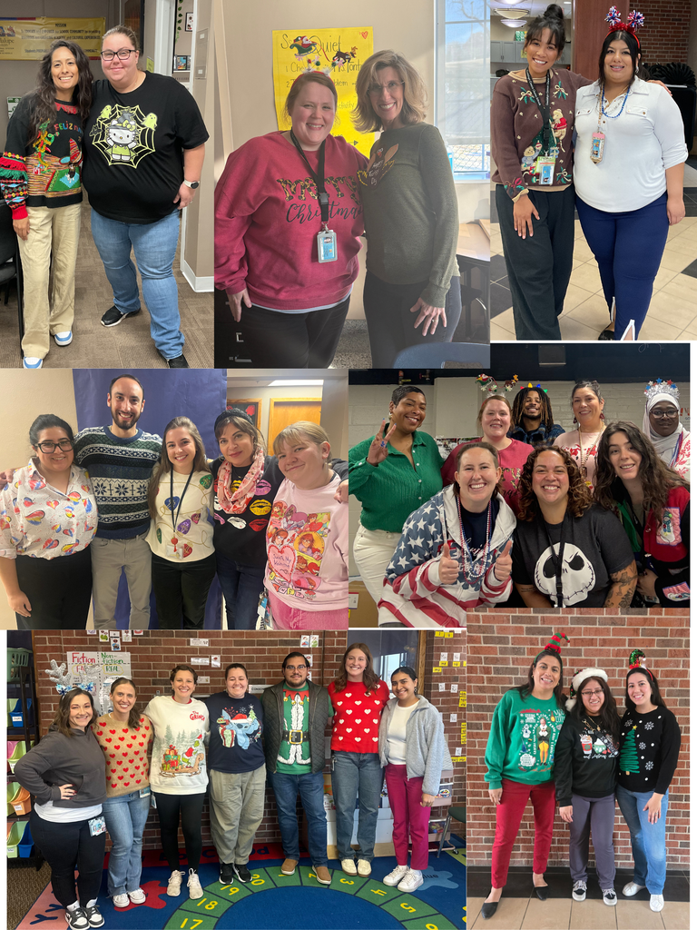 School staff during Spirit Week dressed in their favorite festive outfit