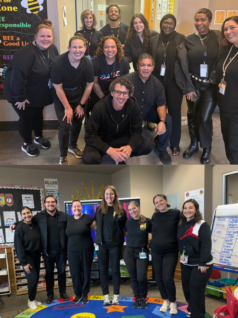School staff during Spirit Week dressed in all black