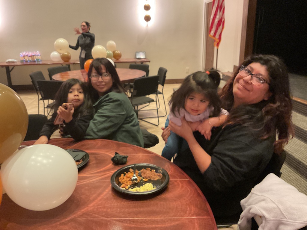 parent volunteers eating