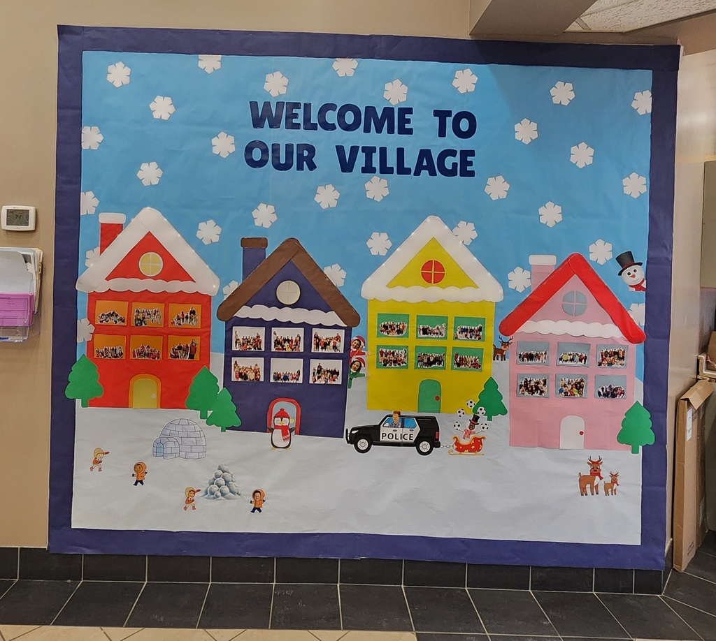 Winter-themed school bulletin board decoration