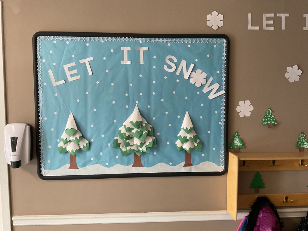Winter-themed school bulletin board decoration