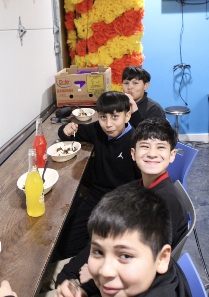 students eaating chiptole