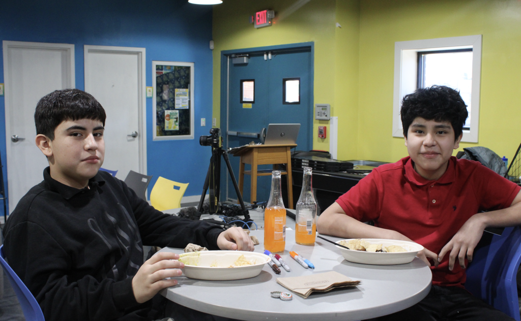 students enjoying a meal