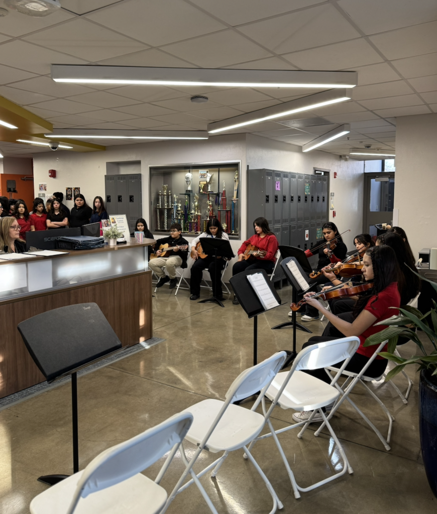 band playing in the front office