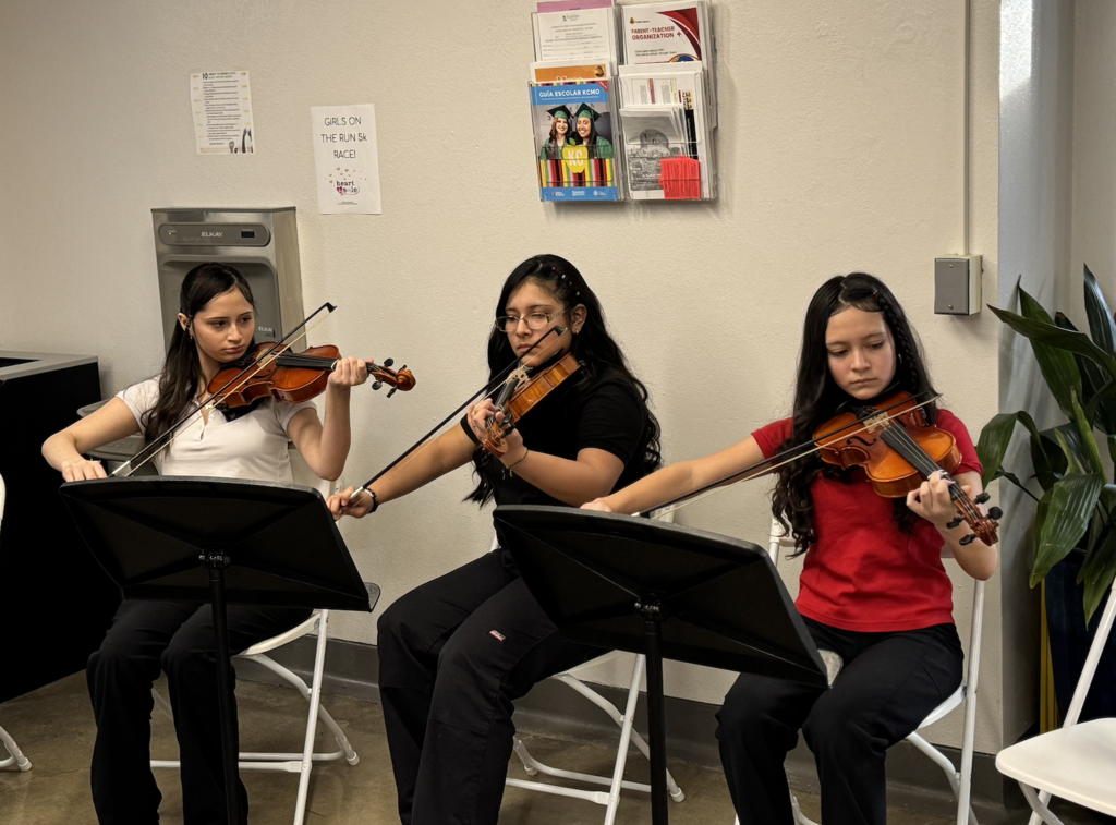 band playing in the front office