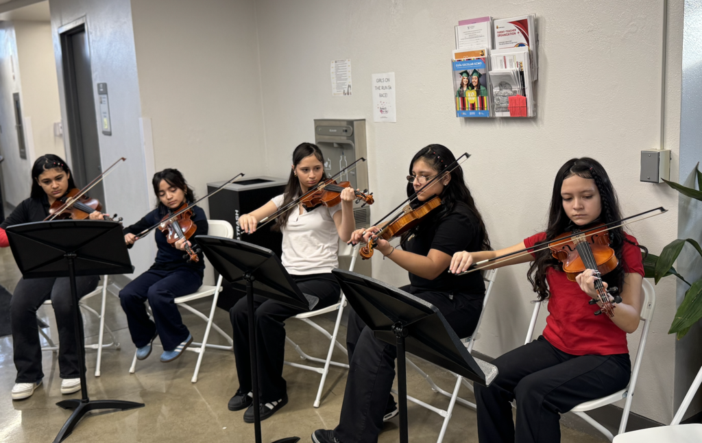 band playing in the front office