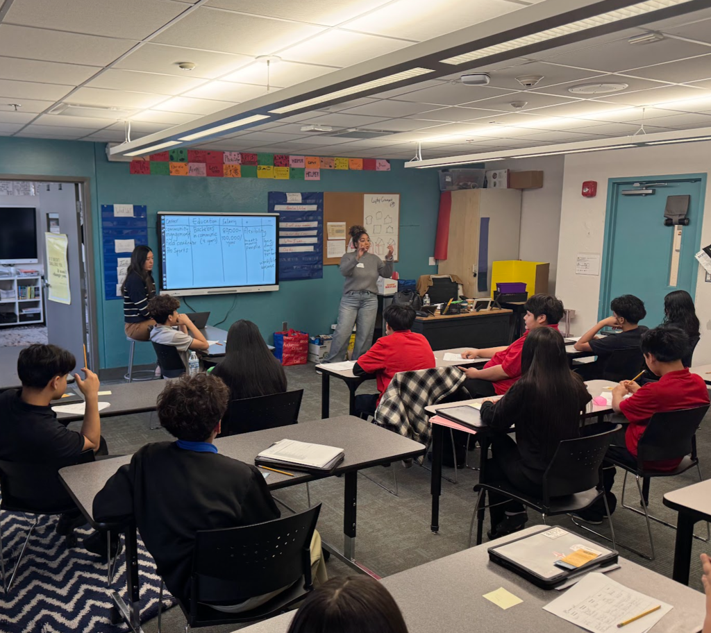 Career Professional talking about their career to students