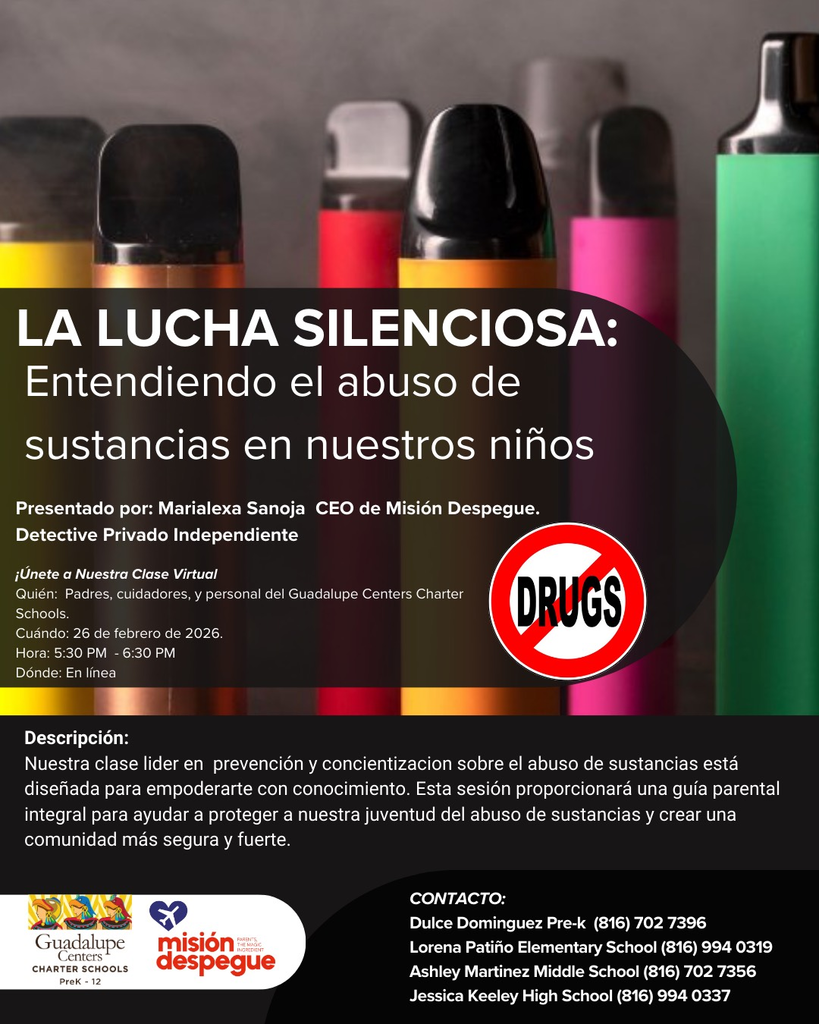 flyer for virtual meeting to talk about substance abuse. In English.