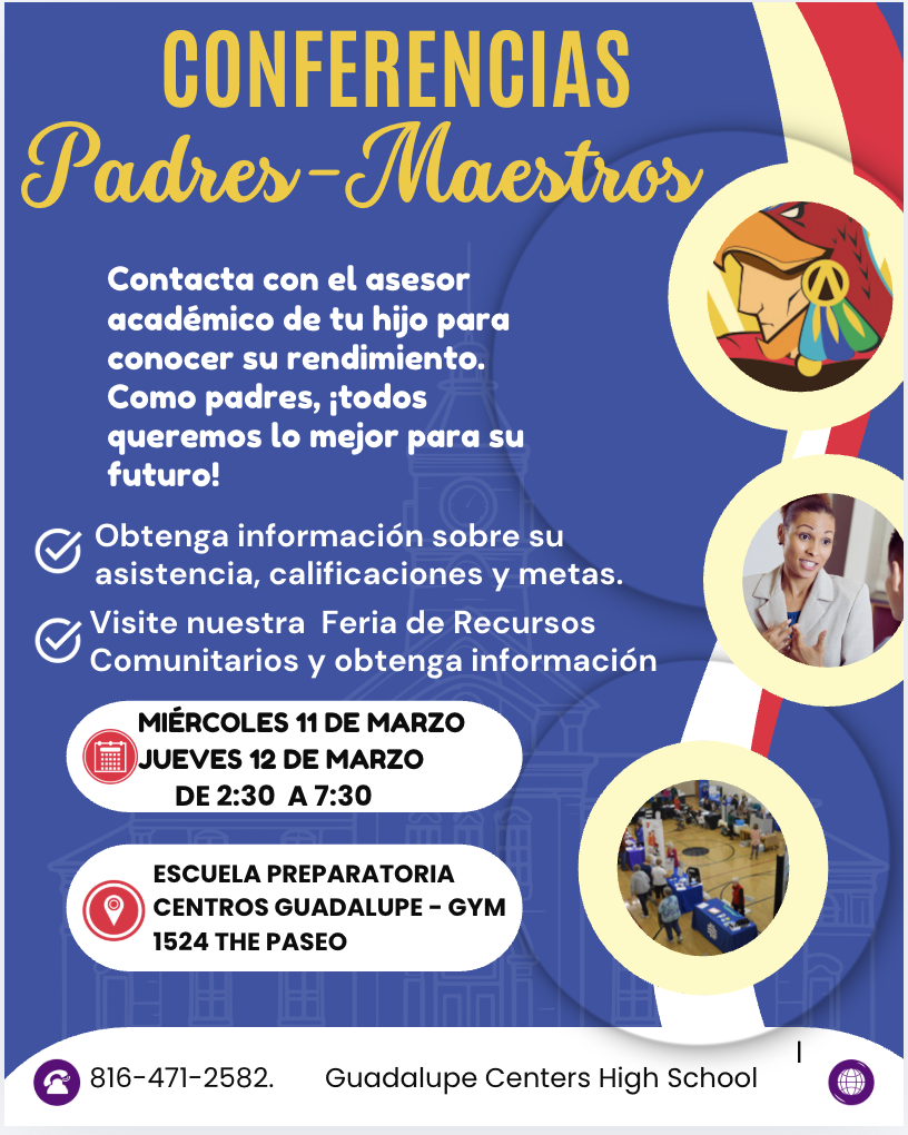 parent teacher conferences flyer with details -English 
