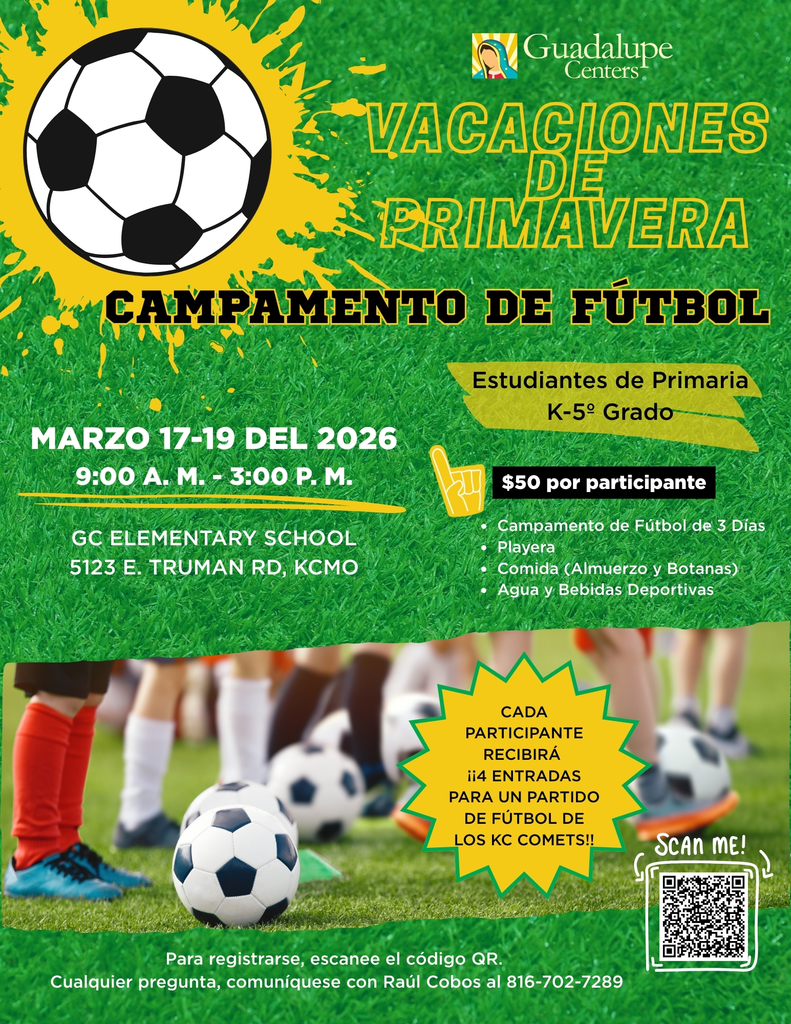 Flyer with information about Spring soccer camp in Spanish