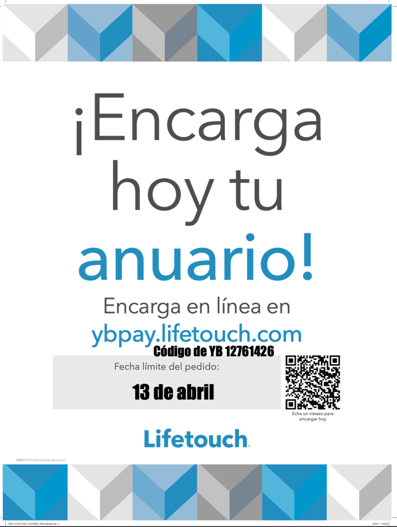 Flyer of yearbook order in Spanish