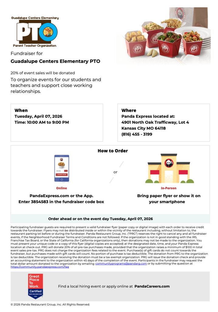 Panda Express Fundraiser Flyer in Spanish