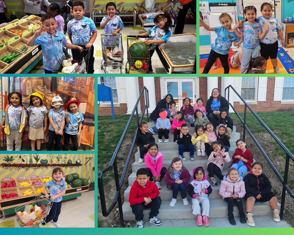 Collage of Pre-K students enjoying their museum field trip, filled with smiles,