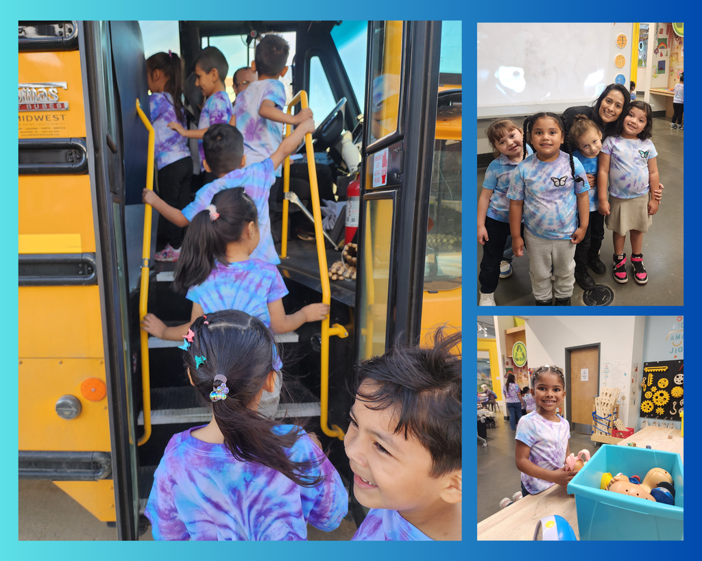 Collage of Pre-K students enjoying their museum field trip, filled with smiles,