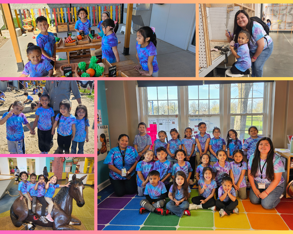 Collage of Pre-K students enjoying their museum field trip, filled with smiles,