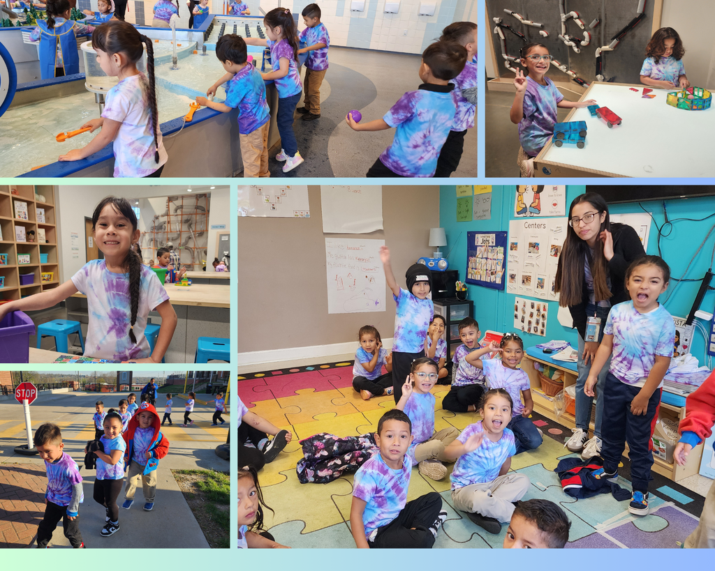 Collage of Pre-K students enjoying their museum field trip, filled with smiles,
