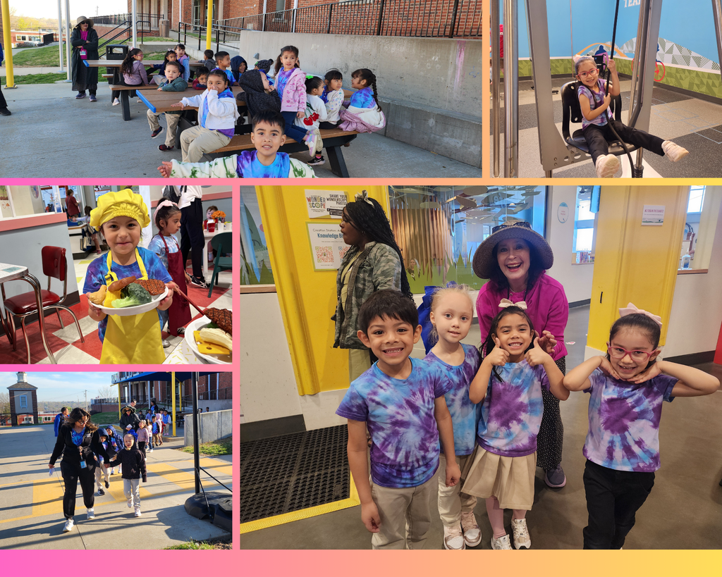 Collage of Pre-K students enjoying their museum field trip, filled with smiles,