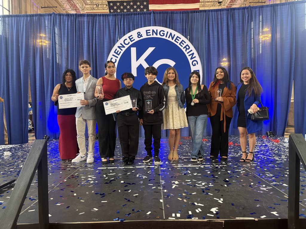 STEM students receiving their award(s)
