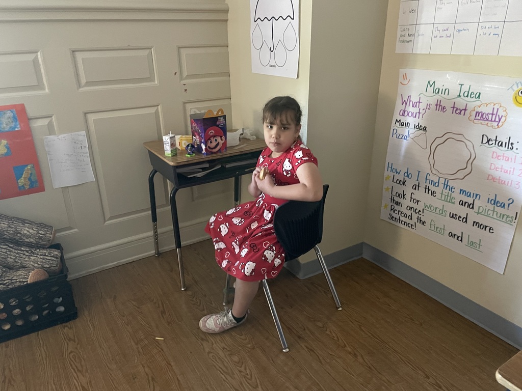 One student eating a happy meal
