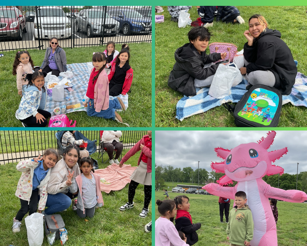 A collage featuring different images of families during a picnic day, with moms and children spending quality time together and enjoying a fun-filled da