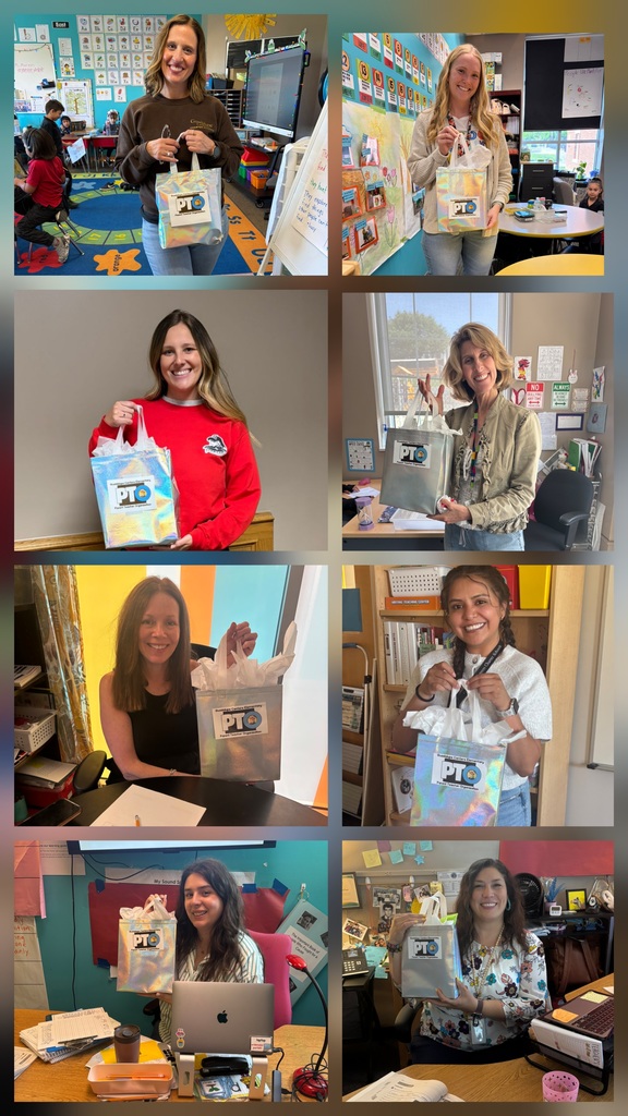 Collage of photos of male and female teachers from different grade levels at a school. They are holding in their hands a gift presented to them by the Parent-Teacher Organization in appreciation of their hard work and dedication.