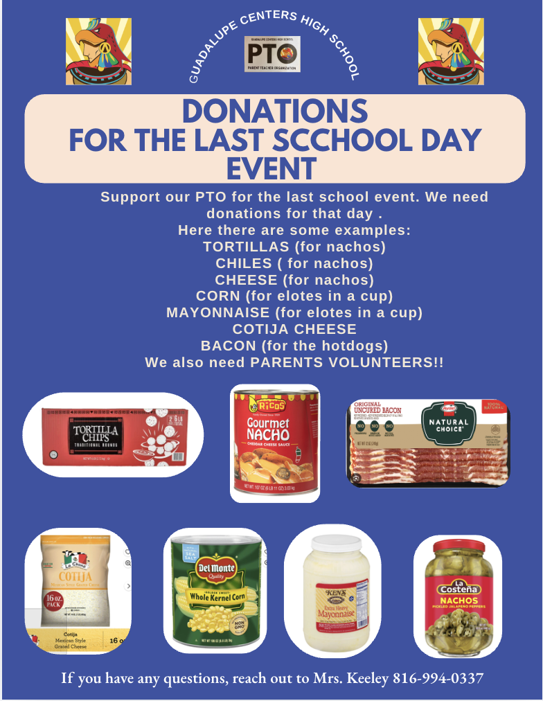 Donations for PTO - Last School Day Event on May 22nd