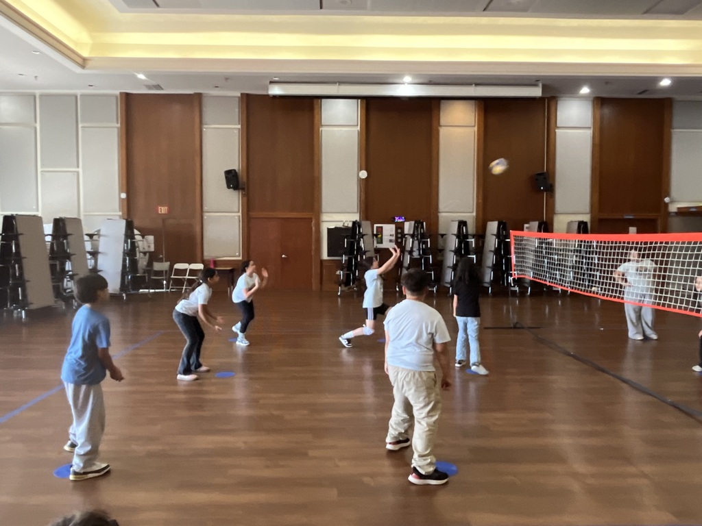 Students playing volleyball