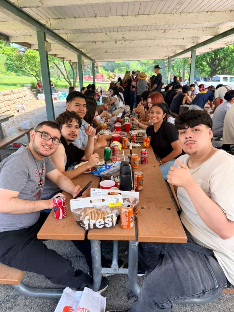 students sitting eating