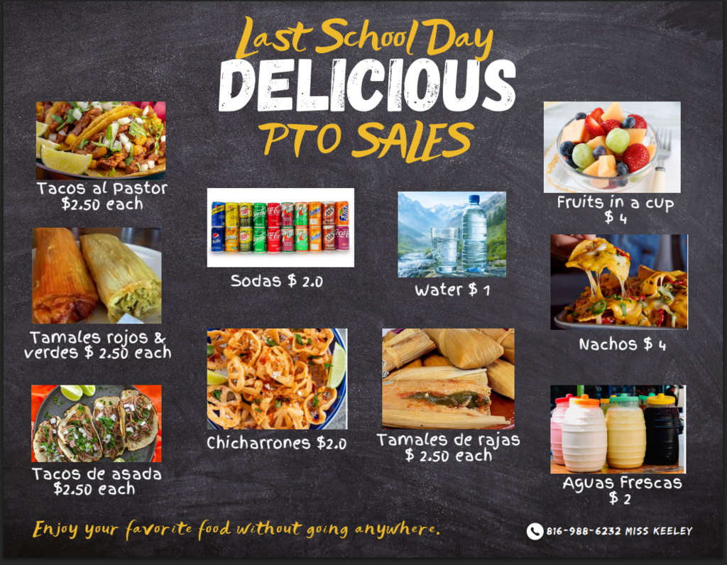 PTO flyer with food sales and prices.